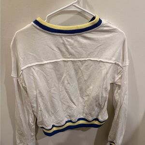 Free People White and Blue Sweatshirt